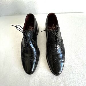 Vintage Florsheim Imperial Black Wingtip Shoes Men's Size US 9B